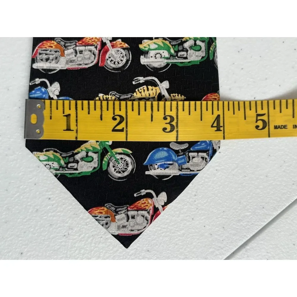Puritan Men's Standard Pointed Black Multicolor Silk Motorcycle Harley‎ Tie